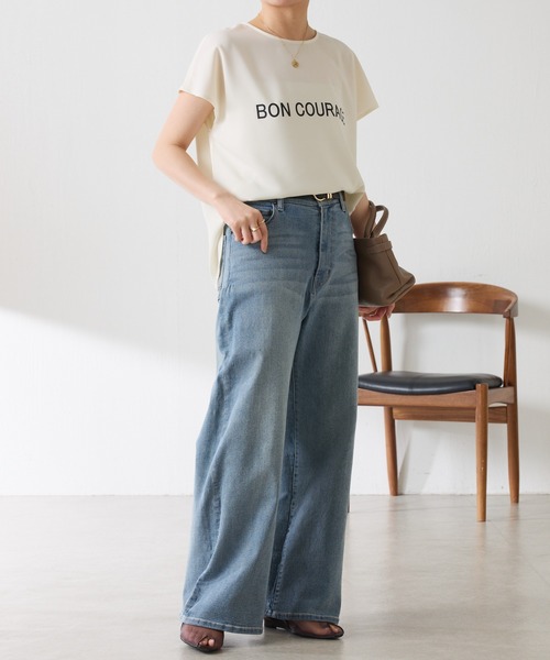 tシャツ 大人キレイ目フレンチロゴスリーブTシャツ/WEB限定 レディースの画像
