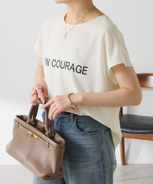 tシャツ 大人キレイ目フレンチロゴスリーブTシャツ/WEB限定 レディースの画像