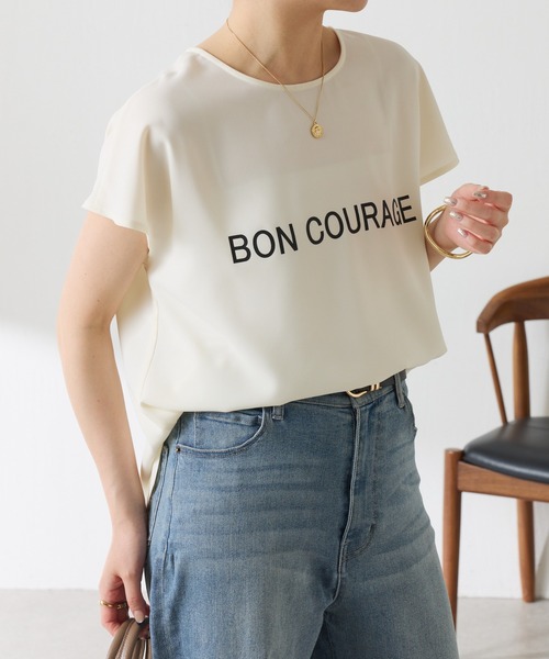 tシャツ 大人キレイ目フレンチロゴスリーブTシャツ/WEB限定 レディースの画像