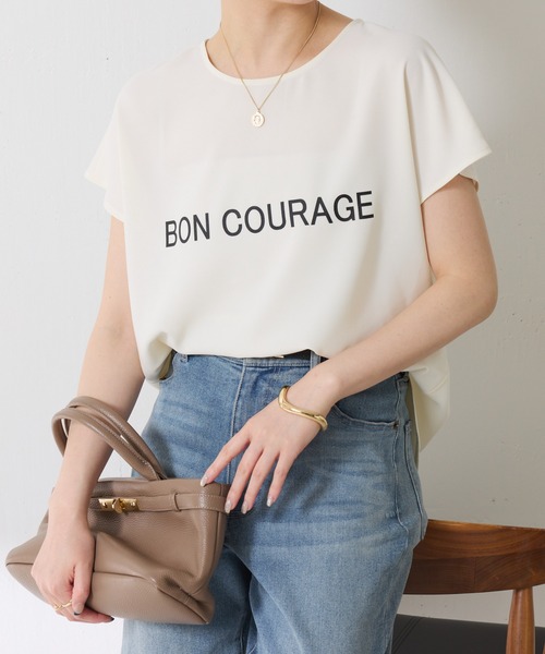 tシャツ 大人キレイ目フレンチロゴスリーブTシャツ/WEB限定 レディースの画像