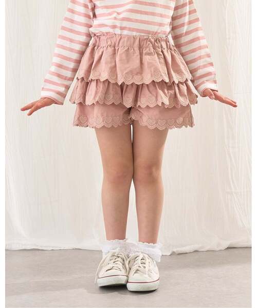 パンツ 「安心・快適/スカート見えパンツ」ハート刺しゅうスカラップ