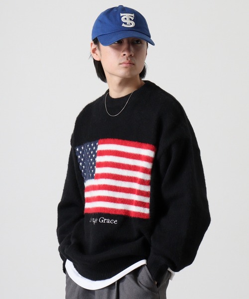 「JUNGLE STORM」 長袖ニット L ネイビー メンズ_画像7