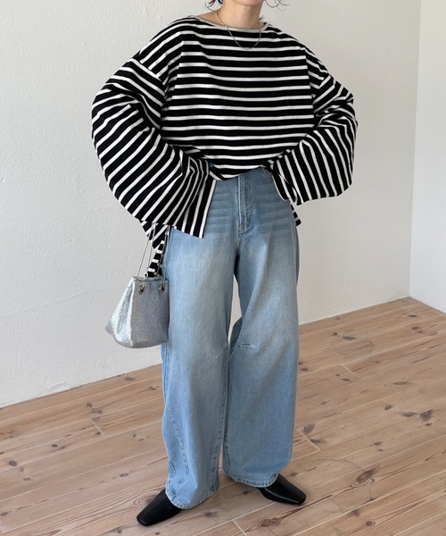 「wee9s」 長袖カットソー SHORT ブラック レディース_画像7