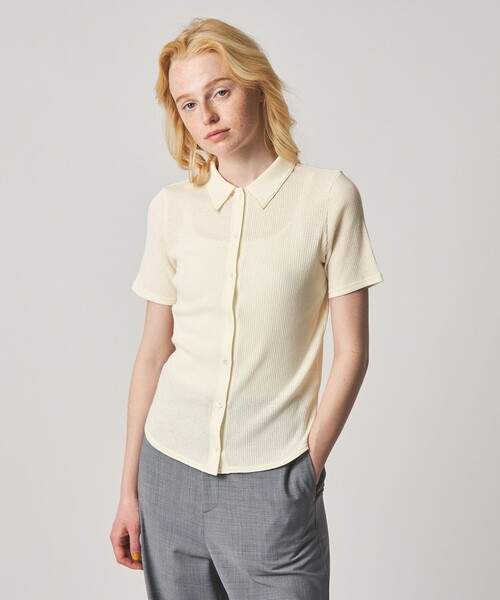 カーディガン 「Steven Alan」リブ ハーフスリーブ シャツカーディガン レディースの画像