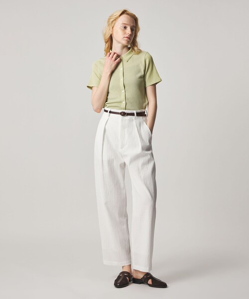 カーディガン 「Steven Alan」リブ ハーフスリーブ シャツカーディガン レディースの画像