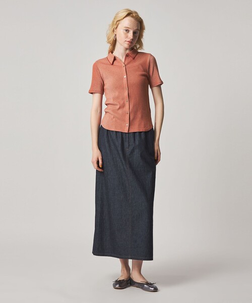 カーディガン 「Steven Alan」リブ ハーフスリーブ シャツカーディガン レディースの画像