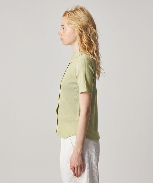 カーディガン 「Steven Alan」リブ ハーフスリーブ シャツカーディガン レディースの画像