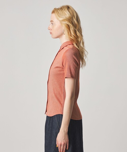 カーディガン 「Steven Alan」リブ ハーフスリーブ シャツカーディガン レディースの画像