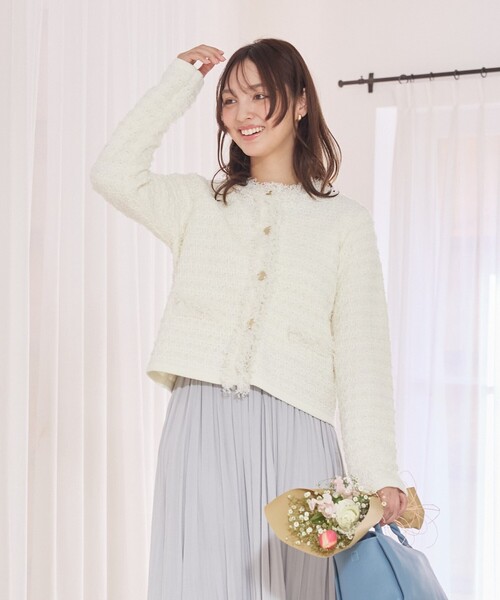 「abahouse mavie」 ニットカーディガン フリー ネイビー レディース_画像3