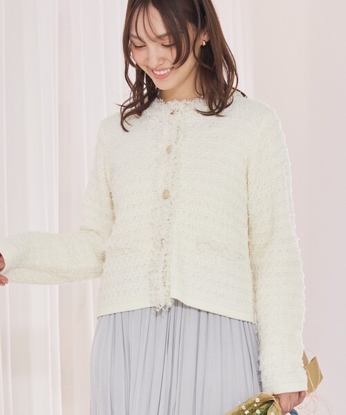 「abahouse mavie」 ニットカーディガン フリー ネイビー レディース_画像4
