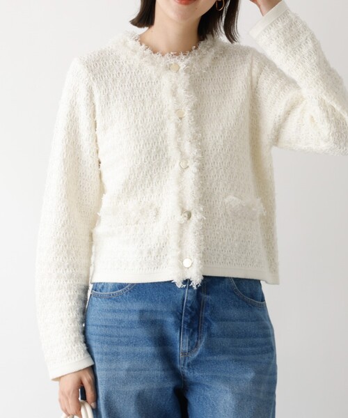 「abahouse mavie」 ニットカーディガン フリー ネイビー レディース_画像7