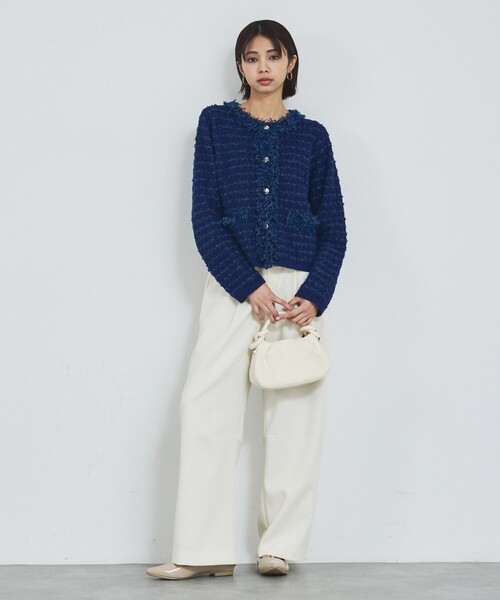 「abahouse mavie」 ニットカーディガン フリー ネイビー レディース_画像9