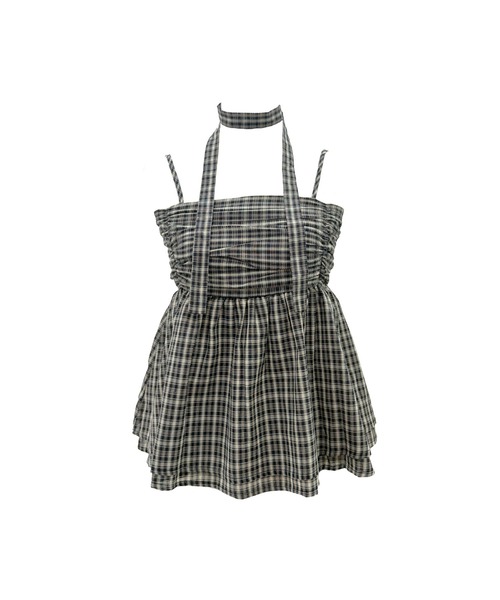ALLuRing ChaRm チューブトップ ベアトップ 「首紐付き」Checkered 