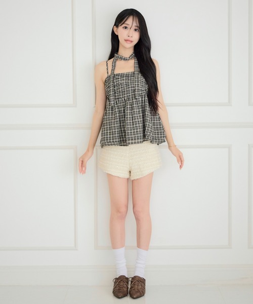 ALLuRing ChaRm チューブトップ ベアトップ 「首紐付き」Checkered 