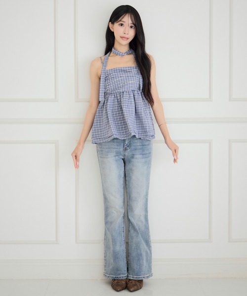 ALLuRing ChaRm チューブトップ ベアトップ 「首紐付き」Checkered 