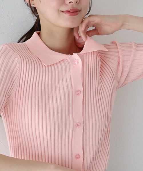 「BLUEEAST」 半袖ニット MEDIUM ネイビー レディース_画像5