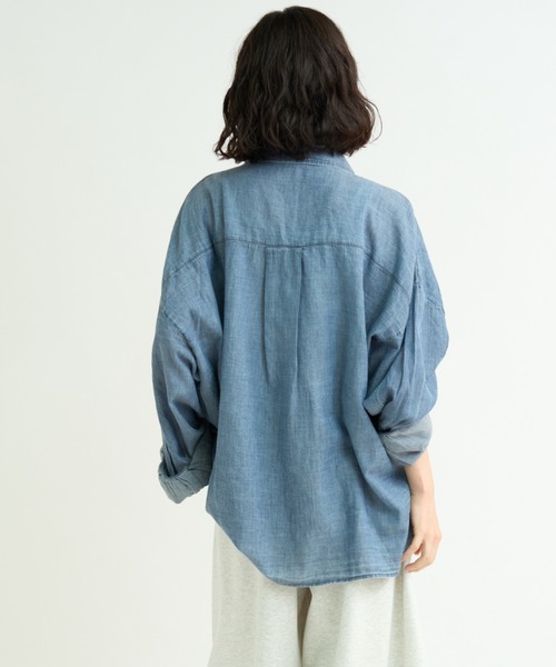 「A.D.C.L.」 長袖シャツ L ライトブルー レディース_画像6