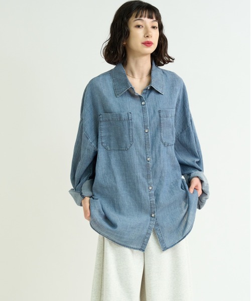 「A.D.C.L.」 長袖シャツ L ライトブルー レディース_画像7