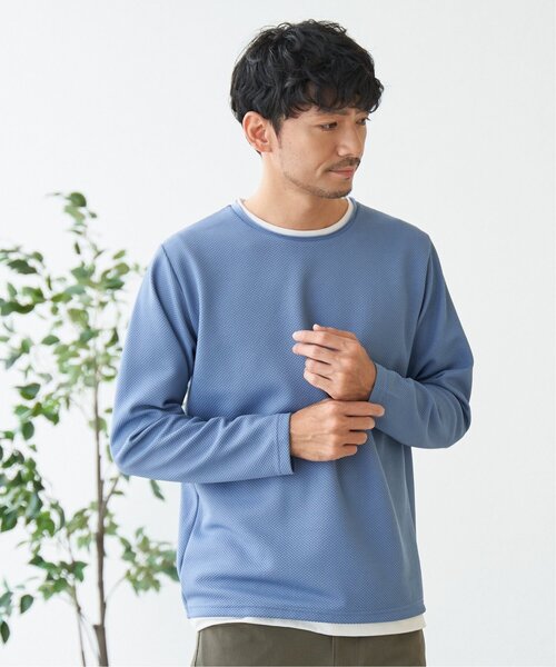 「ikka」 長袖Tシャツ L ネイビー メンズ_画像3
