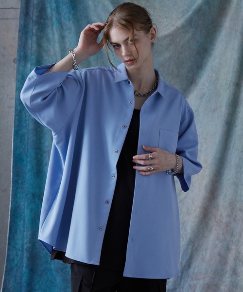 メンズ 半袖シャツ 薔薇 ルーズ ビッグシルエット 肩落ち S00021 SERACE シャツ 「SERACE」Loose silhouette short sleeve shirt