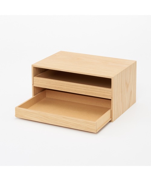 無印良品（MUJI） 収納 木製トレー収納2段引出 約幅25．2x奥行