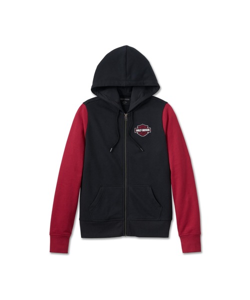 パーカー バー＆シールドジップフロントフーディ― レディース