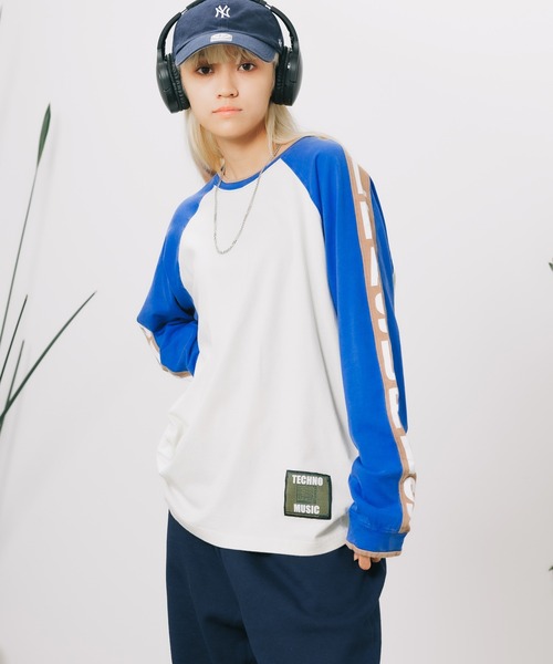 tシャツ PLEASURES/プレジャーズ TECHNO RAGLAN LONG SLEEVE ラグランTシャツ レディース PLEASURES tシャツ PLEASURES/プレジャーズ TECHNO RAGLAN LONG