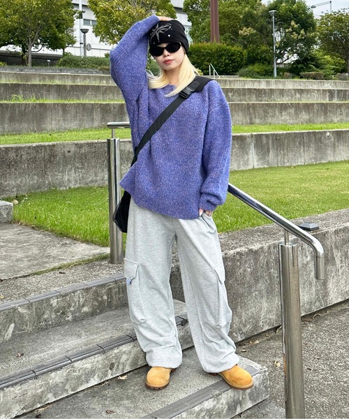 ニット セーター ミックスカラーブークレニット レディース メンズ