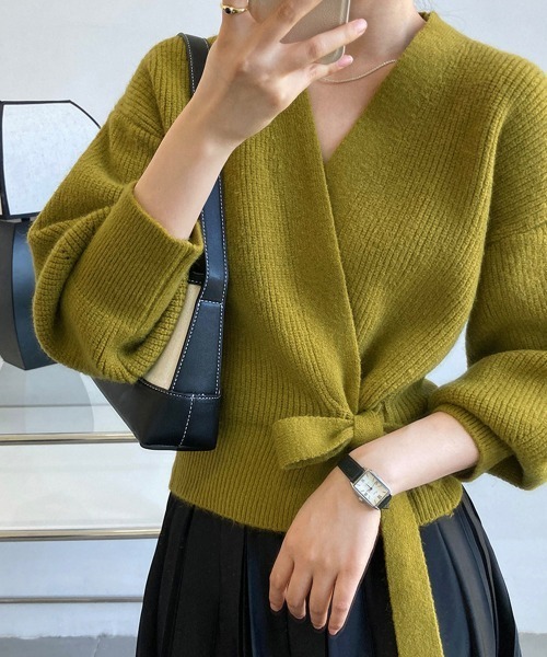 ニットトップス カシュクールニット 韓国 miniministore ニットトップス カシュクールニット 韓国