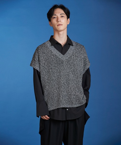NO ID.（ノーアイディー） シャツ 「NO ID.」Layered Sheer Knit Shirt