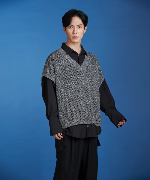 NO ID.（ノーアイディー） シャツ 「NO ID.」Layered Sheer Knit Shirt
