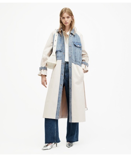ALLSAINTS トレンチコート コート DAYLY DENIM PANELLED RELAXED