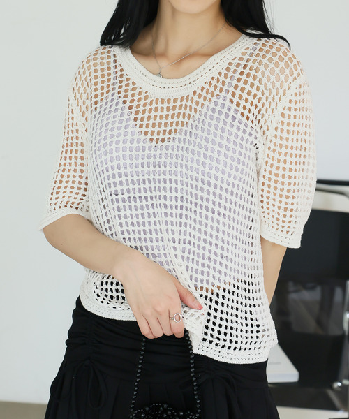 SELF PORTRAIT クロシェニットミニトレス PF24131SC CREAM Look Book | Absolut online store