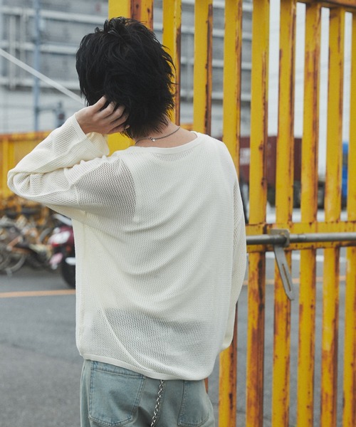 SHORT ROUND セーター ニット ROUND/メッシュニットプルオーバー