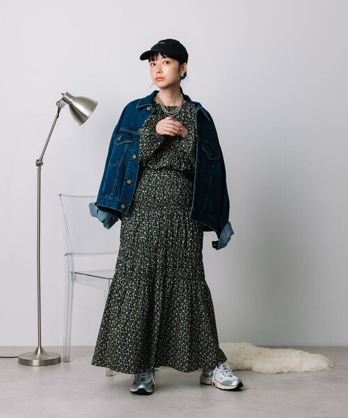 少し豊富な贈り物 FREAK'S STORE スカート 花柄 シャーリングギャザースカート スカート