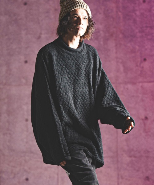 GLIMCLAP セーター ニット mn3042- Oversized loose neck popcorn