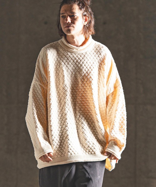 GLIMCLAP セーター ニット mn3042- Oversized loose neck popcorn