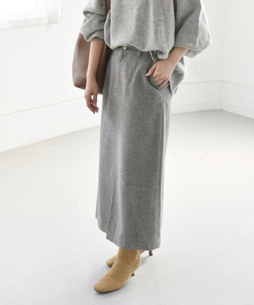 quaranciel スカート quaranciel:「洗濯機可能」ポリエステル サージ