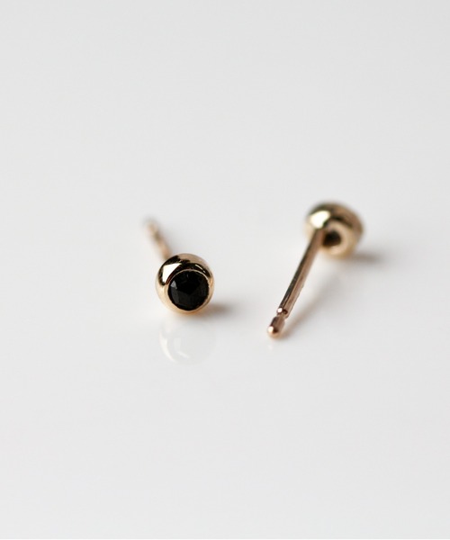 ピアス 一石 ブラックダイヤモンド 0.1ct ピアス | K10YG レディースの画像