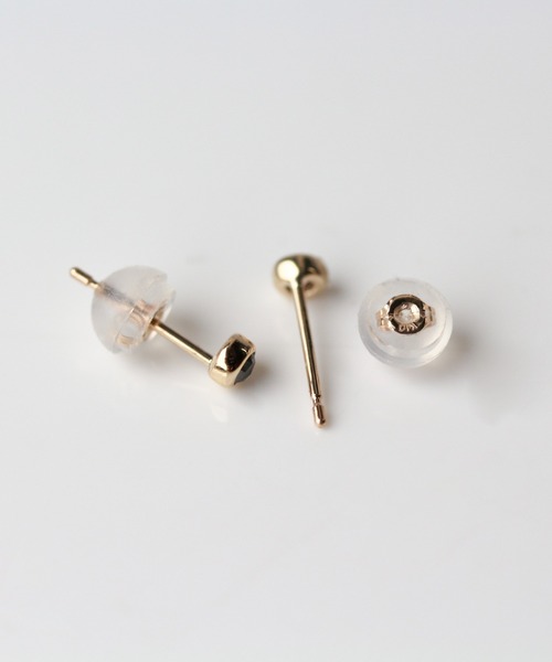 ピアス 一石 ブラックダイヤモンド 0.1ct ピアス | K10YG レディースの画像