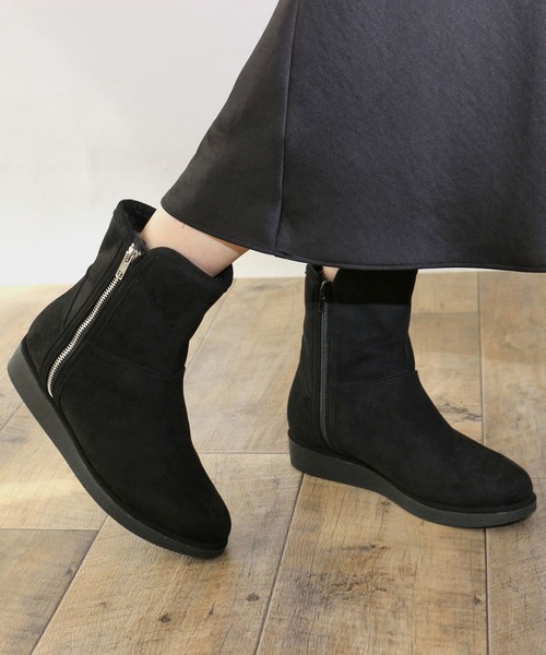Fin（フィン） ブーツ サイドジップショートブーツ「低反発スポンジ