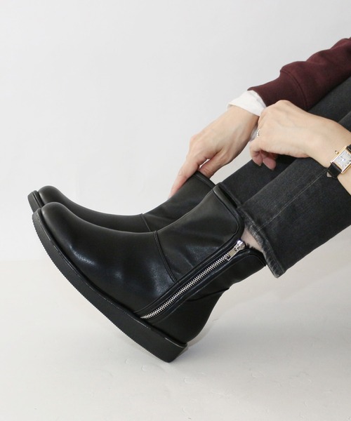 Fin（フィン） ブーツ サイドジップショートブーツ「低反発スポンジ