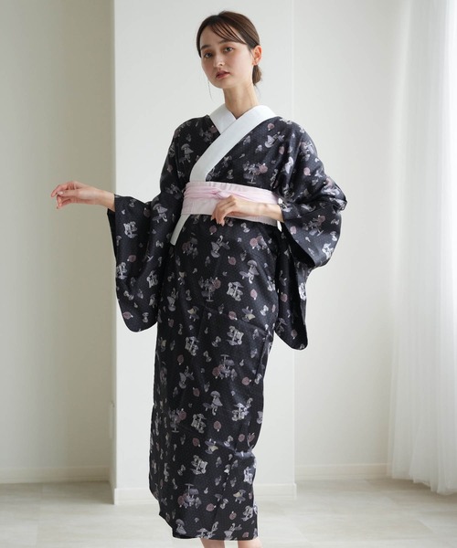 utatane 長襦袢 ニコアンティーク マッシュルーム ブラック レディース