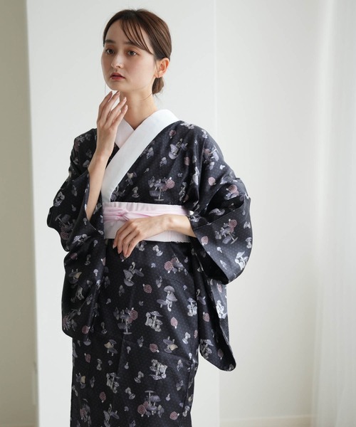 utatane 長襦袢 ニコアンティーク マッシュルーム ブラック レディース