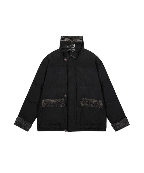 黒 ダウンジャケット ボタン留め ダウンジャケット 黒/赤 ボタン留め - メルカリ