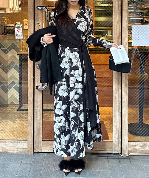 ROYAL PARTY ワンピース 異素材カシュクールシャツドレス レディース  