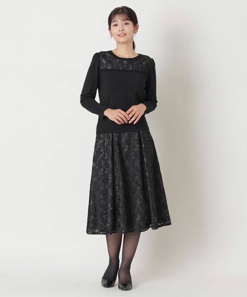 TO BE CHIC - トゥービーシック レースコンビニットプルオーバー カットソー レース切替 L】レースコンビ プルオーバーニット(トップス)｜TO BE CHIC