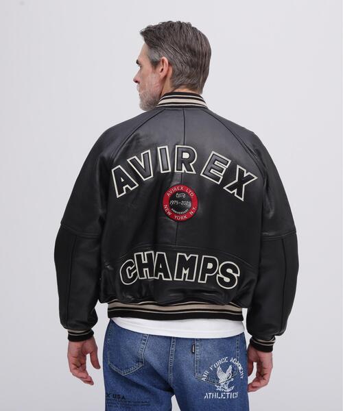 良品　アビレックス　アーチロゴ レザージャケット スタジャン　ブラック　L AVIREX - 良品 アビレックス アーチロゴ レザージャケット スタジャン