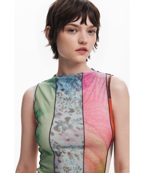 Desigual ワンピース アートコラージュ ミニドレス : ZOZOTOWN