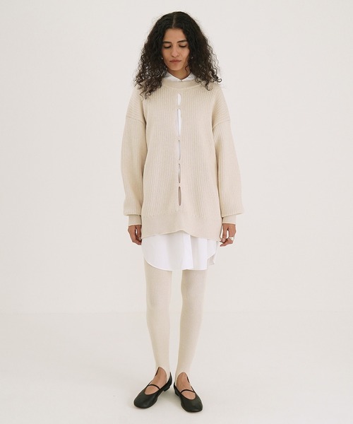 トップス W FACE COLOR MIX HOLE SLEEVE CARDIGAN CLANE（クラネ） カーディガン W FACE COLOR MIX HOLE SLEEVE C/D